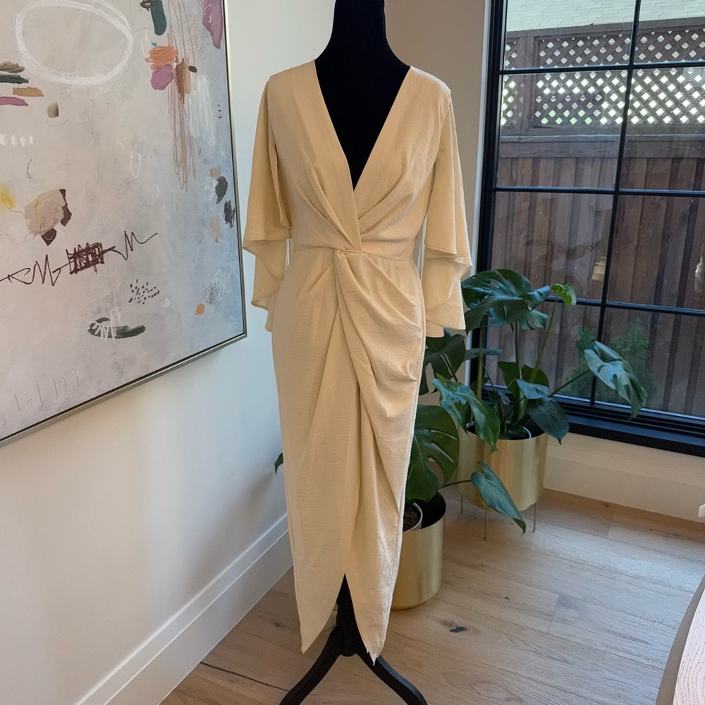 Significant Other Cream Long Sleeve Wrap Dress